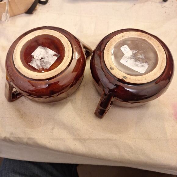 Set Of 2 Marcrest Brown Stoneware Sugar Bowls Star Design Farmhouse Made in USA - Picture 6 of 6